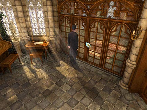 Try to open a glazed door leading on a porch - Examine all important traces and evidences | The Murder in Diocese of Knightsbridge - The Murder in Diocese of Knightsbridge - The Testament of Sherlock Holmes Game Guide