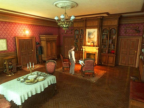 On the way, take a look on the newspaper on the table - Check the Collected Evidences | The Murder in Diocese of Knightsbridge - The Murder in Diocese of Knightsbridge - The Testament of Sherlock Holmes Game Guide