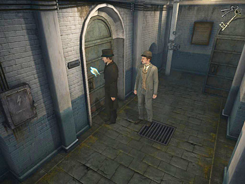 When she stops weeping, leave secretariat and go downstairs to administrative corridor - Get Hans Feather | Escape From Westgate Prison - Escape From Westgate Prison - The Testament of Sherlock Holmes Game Guide