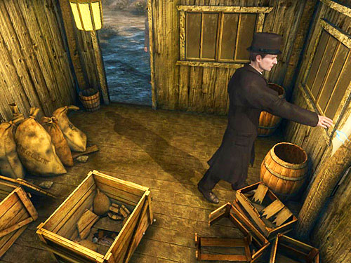 Now pay an attention at paper attached to a pillar (cemetery note) - Search the Shed | Slaughter in Whitechapel - Slaughter in Whitechapel - The Testament of Sherlock Holmes Game Guide