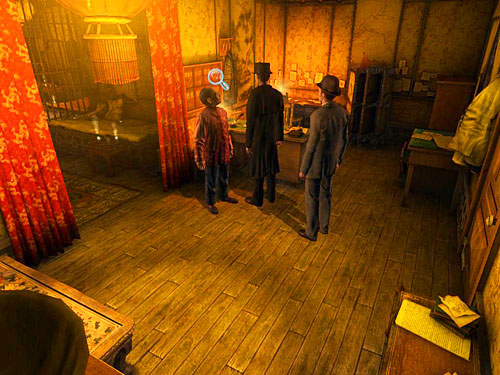 Return to the reception and look at keys hanging next to porters desk - Get to the Closed Room | Slaughter in Whitechapel - Slaughter in Whitechapel - The Testament of Sherlock Holmes Game Guide