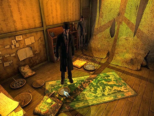 And from one of bowls standing on a carpet pick up a teaspoon of opium beads - Neutralise the Guard | Slaughter in Whitechapel - Slaughter in Whitechapel - The Testament of Sherlock Holmes Game Guide