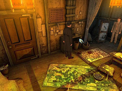 And then a stick which you find in barrel standing below a narrow shelf, on right from window - Neutralise the Guard | Slaughter in Whitechapel - Slaughter in Whitechapel - The Testament of Sherlock Holmes Game Guide