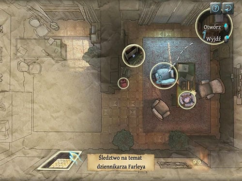 Now click on an exit door and decide for - Fourth Deduction Table | O. Farleys Office - O. Farleys Office - The Testament of Sherlock Holmes Game Guide