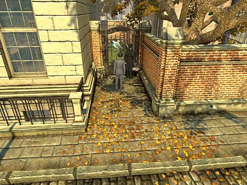 Go up the street and turn to gate leading on a houses backs - Get to the Judges House | Explosion in Becketts Residence - Explosion in Becketts Residence - The Testament of Sherlock Holmes Game Guide