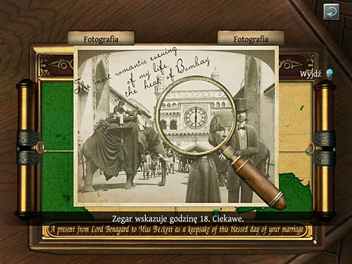 To open a box, look at a first photo by magnifying glass, especially at a visible clock - Open lady Becketts Box | Explosion in Becketts Residence - Explosion in Becketts Residence - The Testament of Sherlock Holmes Game Guide
