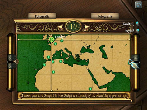 Choose a London among many marked city on the boxs map (up, on the right) and set a number 10 in a window - Open lady Becketts Box | Explosion in Becketts Residence - Explosion in Becketts Residence - The Testament of Sherlock Holmes Game Guide
