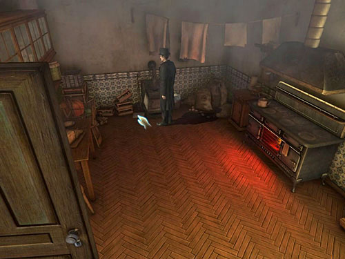 One of them can be found in kitchen, nearby crates under the wall, under some rag - Find Stolen Rowlocks | Explosion in Becketts Residence - Explosion in Becketts Residence - The Testament of Sherlock Holmes Game Guide