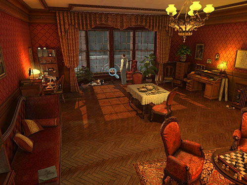 Look also at Kurtz pipe on a round table at window - Find Clues about Holmes Location | Hideout in Whitechapel - Hideout in Whitechapel - The Testament of Sherlock Holmes Game Guide