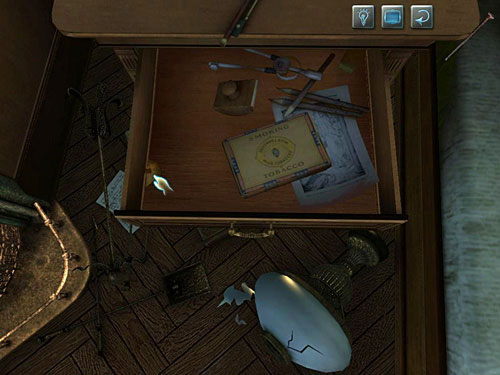 and put it in this hole to move a upper bottom of drawer - Find Clues about Holmes Location | Hideout in Whitechapel - Hideout in Whitechapel - The Testament of Sherlock Holmes Game Guide