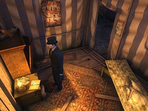 Look at a account books, on the shelf next to the lamp - Open a Secret Box | A Grand Final in the Fun Fair - A Grand Final in the Fun Fair - The Testament of Sherlock Holmes Game Guide
