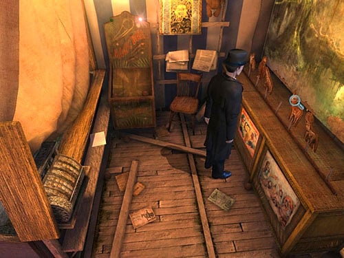 Look at wooden animal figures on the shelf - Open a Secret Box | A Grand Final in the Fun Fair - A Grand Final in the Fun Fair - The Testament of Sherlock Holmes Game Guide