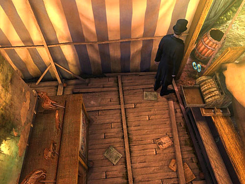 Use an exit nearby till - Get Rid of the First Guard | A Grand Final in the Fun Fair - A Grand Final in the Fun Fair - The Testament of Sherlock Holmes Game Guide