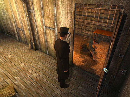Holmes will automatically hide in one of cages - Get Rid of the First Guard | A Grand Final in the Fun Fair - A Grand Final in the Fun Fair - The Testament of Sherlock Holmes Game Guide