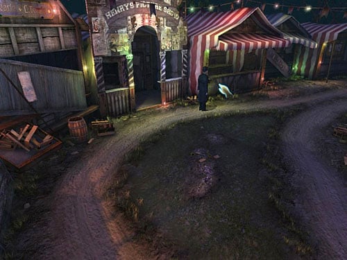 Exit the building and march a main road to fun fair - go left from the place where Holmes put the last bunch of banknotes - Take Care of the Second Guard | A Grand Final in the Fun Fair - A Grand Final in the Fun Fair - The Testament of Sherlock Holmes Game Guide