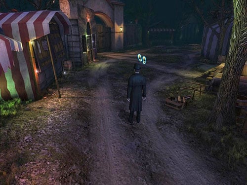 Move to the wooden gate on left - Take Care of the Second Guard | A Grand Final in the Fun Fair - A Grand Final in the Fun Fair - The Testament of Sherlock Holmes Game Guide