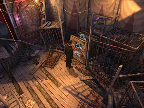 Notice a cage deeper inside - Take Care of the Second Guard | A Grand Final in the Fun Fair - A Grand Final in the Fun Fair - The Testament of Sherlock Holmes Game Guide