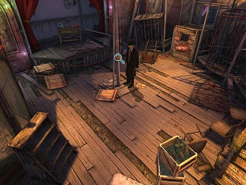 Look also at thing installed on the main stake - Take Care of the Second Guard | A Grand Final in the Fun Fair - A Grand Final in the Fun Fair - The Testament of Sherlock Holmes Game Guide