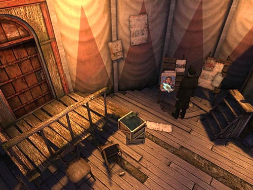 Approach an exit and look at a poster with bearded woman - Take Care of the Second Guard | A Grand Final in the Fun Fair - A Grand Final in the Fun Fair - The Testament of Sherlock Holmes Game Guide