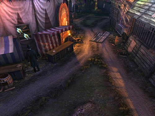 There, push a bar pointing out from window and pull an attached rope - Take Care of the Second Guard | A Grand Final in the Fun Fair - A Grand Final in the Fun Fair - The Testament of Sherlock Holmes Game Guide