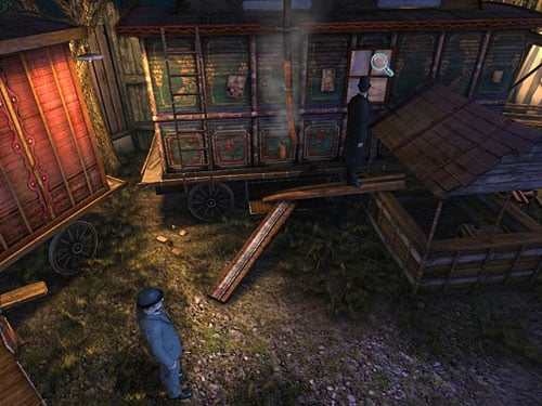 Go to the left side of trailer and to the window - Find Anarchists | A Grand Final in the Fun Fair - A Grand Final in the Fun Fair - The Testament of Sherlock Holmes Game Guide