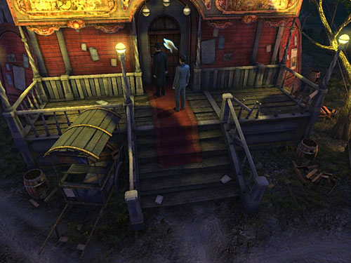 Climb up and enter a red building on the other side of round square - Find Anarchists | A Grand Final in the Fun Fair - A Grand Final in the Fun Fair - The Testament of Sherlock Holmes Game Guide