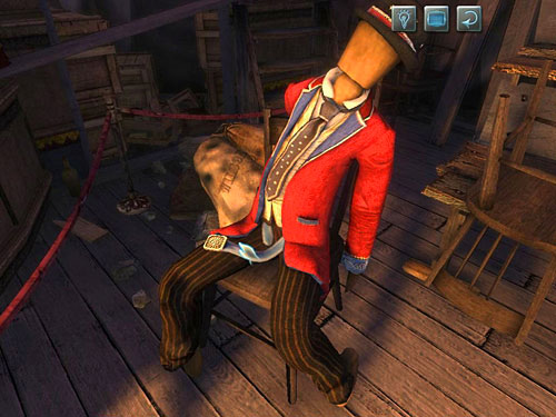 Zoom and take his leather belt with a attached bag - Eliminate the Prince Woodville | A Grand Final in the Fun Fair - A Grand Final in the Fun Fair - The Testament of Sherlock Holmes Game Guide