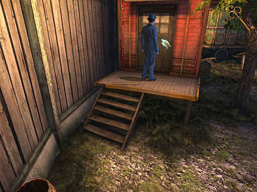 Leave the left trailer and go to the middle, red one - Get to the Anarchists workshop | A Grand Final in the Fun Fair - A Grand Final in the Fun Fair - The Testament of Sherlock Holmes Game Guide