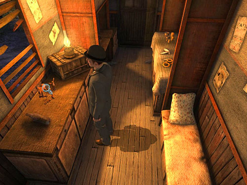 Go further and notice wooden figures standing on the cupboard - Get to the Anarchists workshop | A Grand Final in the Fun Fair - A Grand Final in the Fun Fair - The Testament of Sherlock Holmes Game Guide