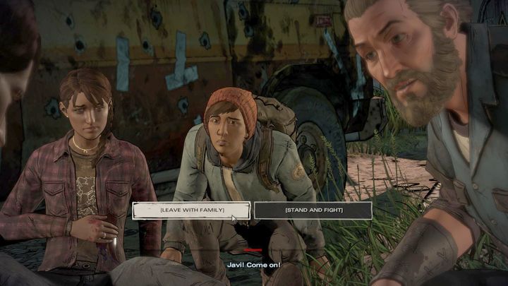 The next important choice ends the first episode - The Walking Dead: A New Frontier: Important choices Ties that Bind - Part 1 - The Walking Dead: A New Frontier: Episode 1 Ties that Bind - Part 1 - The Walking Dead: The Telltale Series - A New Frontier Game Guide