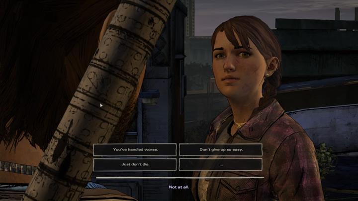 Grab the blade to initiate a new cutscene, seeing you talk with Kate and David - The Walking Dead: A New Frontier: Chapter 3 - Family Values - The Walking Dead: A New Frontier: Episode 5 From the Gallows - The Walking Dead: The Telltale Series - A New Frontier Game Guide
