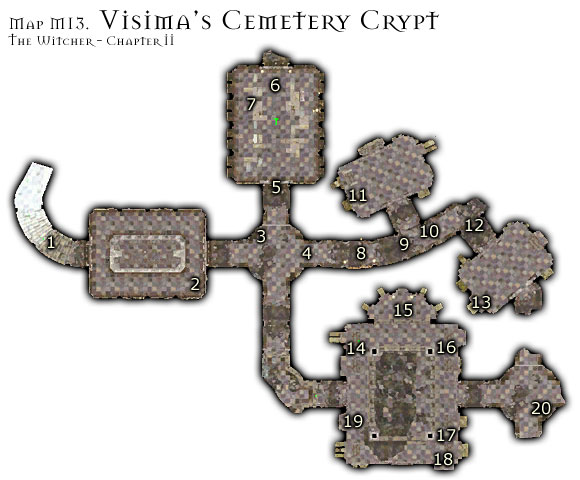 1 - Map M13 - Vizimas Cemetery Crypt | Walkthrough - Maps | Chapter II - The Witcher Game Guide & Walkthrough