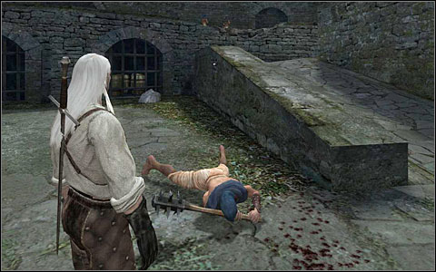 At the end of a cut-scene Vesemir will tell you to open the gate (M1 - Kaer Morhen Courtyard - part 1 | Walkthrough - Prologue - The Witcher Game Guide & Walkthrough