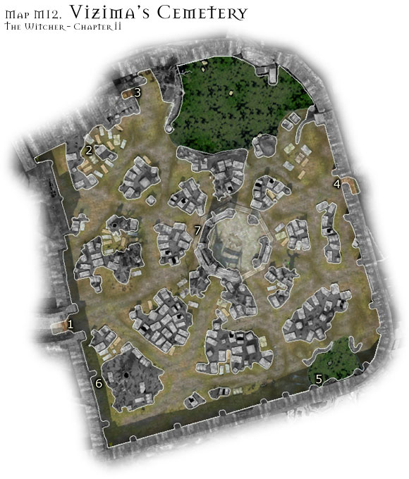 The Cemetery is a dangerous location at all times - Map M12 - Vizimas Cemetery | Walkthrough - Maps | Chapter II - The Witcher Game Guide & Walkthrough