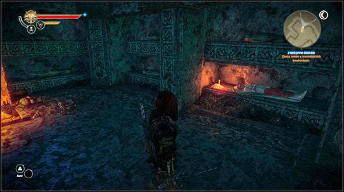 Destroy one of the walls (M18, 2) with Aard and move on - With Flickering Heart (steps 1-4) - Side missions - The Witcher 2 Assassins of Kings Guide