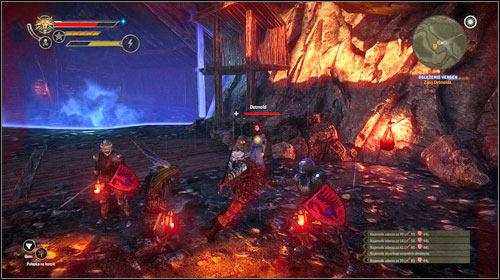 You will eventually reach a bigger part of the cave, where you will meet Detmold (M22, 3) - Vergen Besieged | Iorweth - Main missions - The Witcher 2 Assassins of Kings Guide