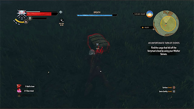 Treasure chest is at the bottom of the river - The Witcher 3 Wild Hunt: Treasure hunt, Inn by the Crossroads - walkthrough - The Witcher 3: Inn by the Crossroads - The Witcher 3 Wild Hunt Guide
