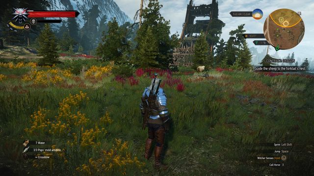 Round up the sheep under the destroyed siege tower. - The Witcher 3 Wild Hunt: Witcher contracts in Kaer Muire - list, walkthrough - The Witcher 3: Kaer Muire - The Witcher 3 Wild Hunt Guide
