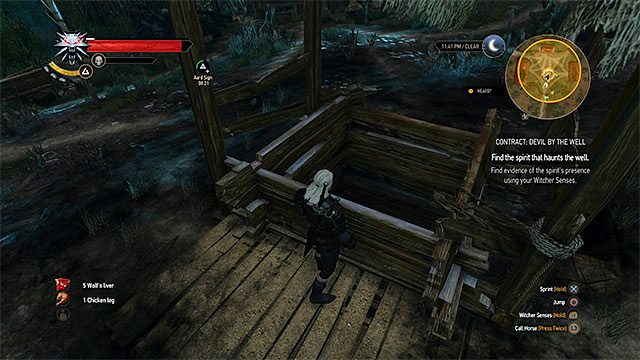 Jump to the well to explore the underwater cave - The Witcher 3 Wild Hunt: Witcher contracts - Devil by the Well, walkthrough - The Witcher 3: Prologue and White Orchard - The Witcher 3 Wild Hunt Guide