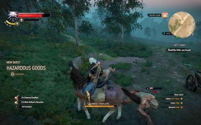 After saving him from the ghouls, help the poor guy get out from under the cart - The Witcher 3 Wild Hunt: Side quests, Crookbag Bog - walkthrough - The Witcher 3: Crookback Bog - The Witcher 3 Wild Hunt Guide