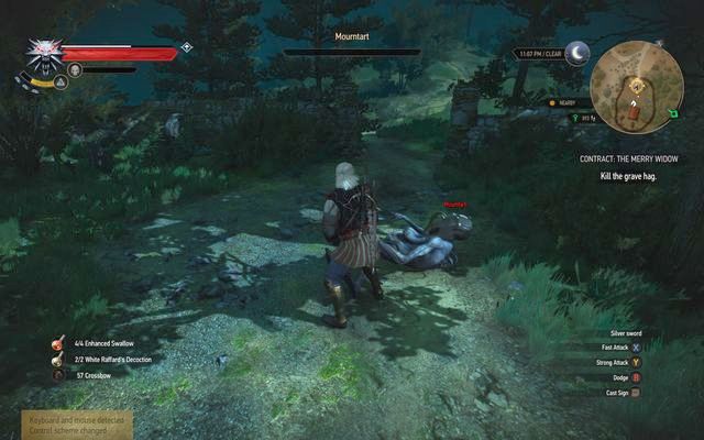 With the Aard you will knock down the enemy in one hit - The Witcher 3 Wild Hunt: Witcher contracts, Crookbag Bog - walkthrough - The Witcher 3: Crookback Bog - The Witcher 3 Wild Hunt Guide