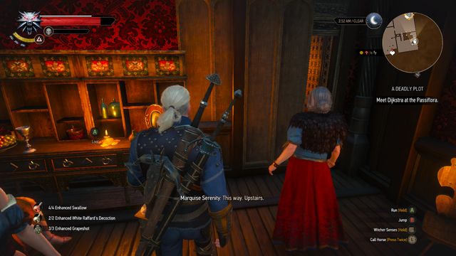 Talk to the owner, she will lead you to the meeting - The Witcher 3 Wild Hunt: Side quests, Free City of Novigrad - walkthrough - The Witcher 3: Free City of Novigrad - The Witcher 3 Wild Hunt Guide