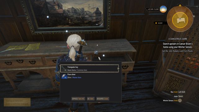 Theres a knife on the shelf - after interacting with it, the drawer will open - The Witcher 3 Wild Hunt: Side quests, Free City of Novigrad - walkthrough - The Witcher 3: Free City of Novigrad - The Witcher 3 Wild Hunt Guide