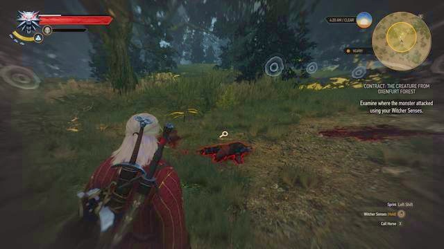 Go to the marking and then follow the trail that will lead you to the monsters nest. - The Witcher 3 Wild Hunt: Witcher contracts, Oxenfurt - list, walkthrough - The Witcher 3: Oxenfurt - The Witcher 3 Wild Hunt Guide