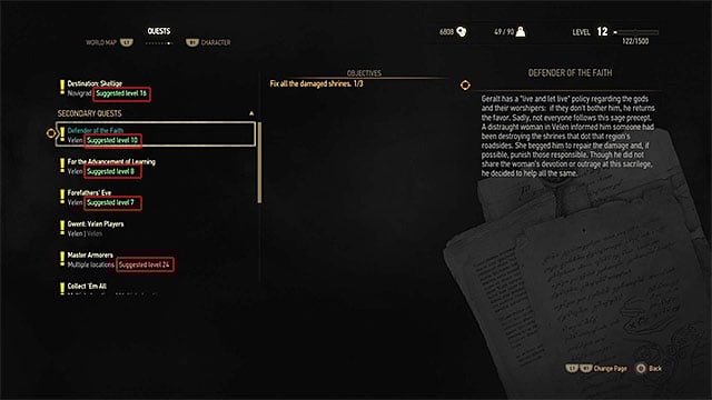 Colors in the journal symbolizes the difference between the suggested level to complete the quest and actual Geralts level - The Witcher 3 Wild Hunt: Why I dont receive any experience points? - The Witcher 3: Frequently Asked Questions (FAQ) - The Witcher 3 Wild Hunt Guide