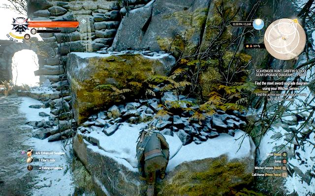 From the northern side, in front of the lair there are rocks you can climb on - The Witcher 3 Wild Hunt: Mastercrafted Griffin School Gear - The Witcher 3: Griffin School Gear - The Witcher 3 Wild Hunt Guide