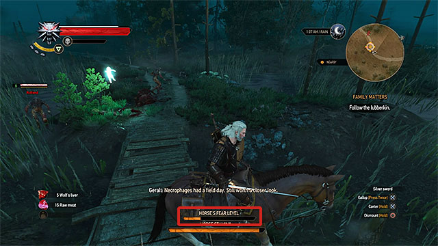 Observe the fear bar, when it gets full you will fall off the horse - The Witcher 3 Wild Hunt: Horse ride and swimming - The Witcher 3: Exploring the game world - The Witcher 3 Wild Hunt Guide