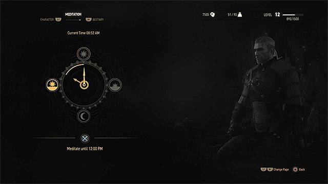 Meditation window - The Witcher 3 Wild Hunt: Healing during battle and meditation - The Witcher 3: Combat - The Witcher 3 Wild Hunt Guide