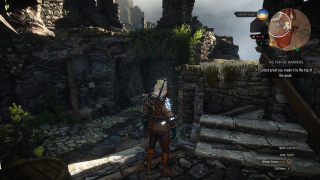Further part of the road is behind the destroyed stairs. - The Witcher 3 Wild Hunt: Side quests in An Skellig - list, walkthrough - The Witcher 3: An Skellig - The Witcher 3 Wild Hunt Guide