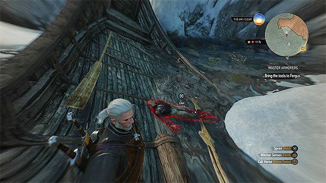 Find the wreck and examine the corpse - The Witcher 3 Wild Hunt: Treasure hunt in Undvik - list, walkthrough - The Witcher 3: Undvik - The Witcher 3 Wild Hunt Guide